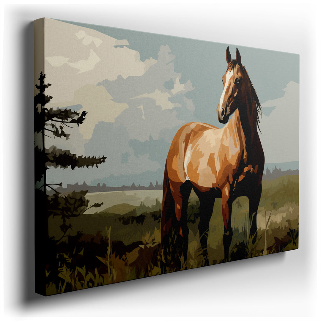 canvas print on wrapped canvas for wall decor – This exquisite wall art captures the essence of equine grace and the splendor of nature in a harmonious composition that...