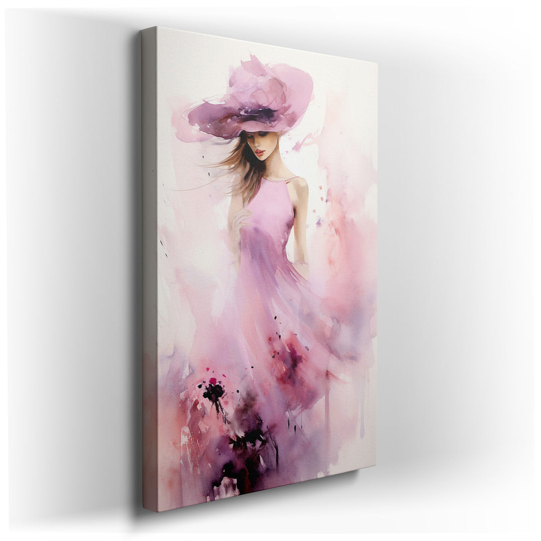 canvas print on wrapped canvas for wall decor – This exquisite watercolor wall art captures the essence of grace and elegance through the depiction of a woman adorned i...