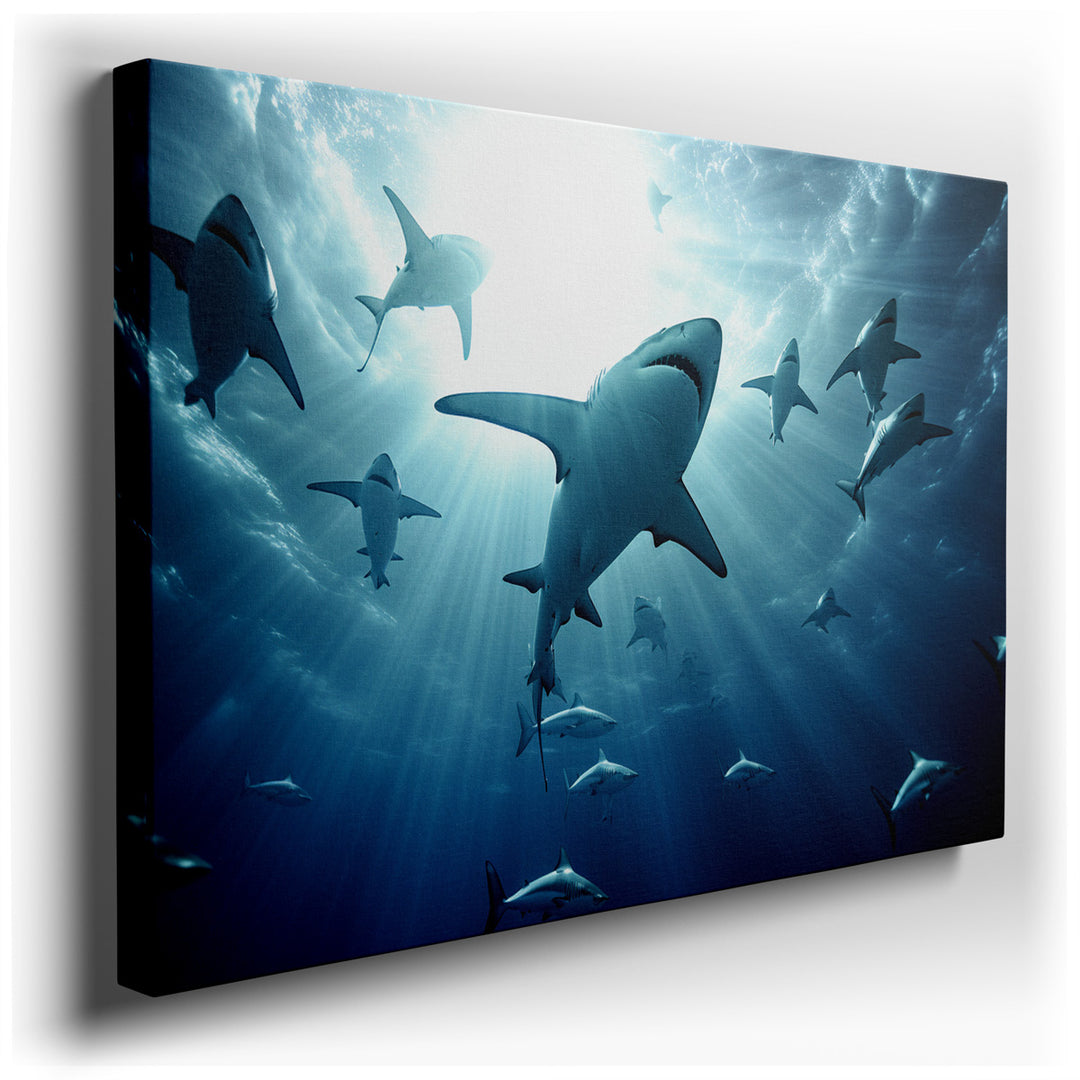 canvas print on wrapped canvas for wall decor – This captivating wall art portrays an enthralling underwater scene that immediately draws the viewer into the depths of...