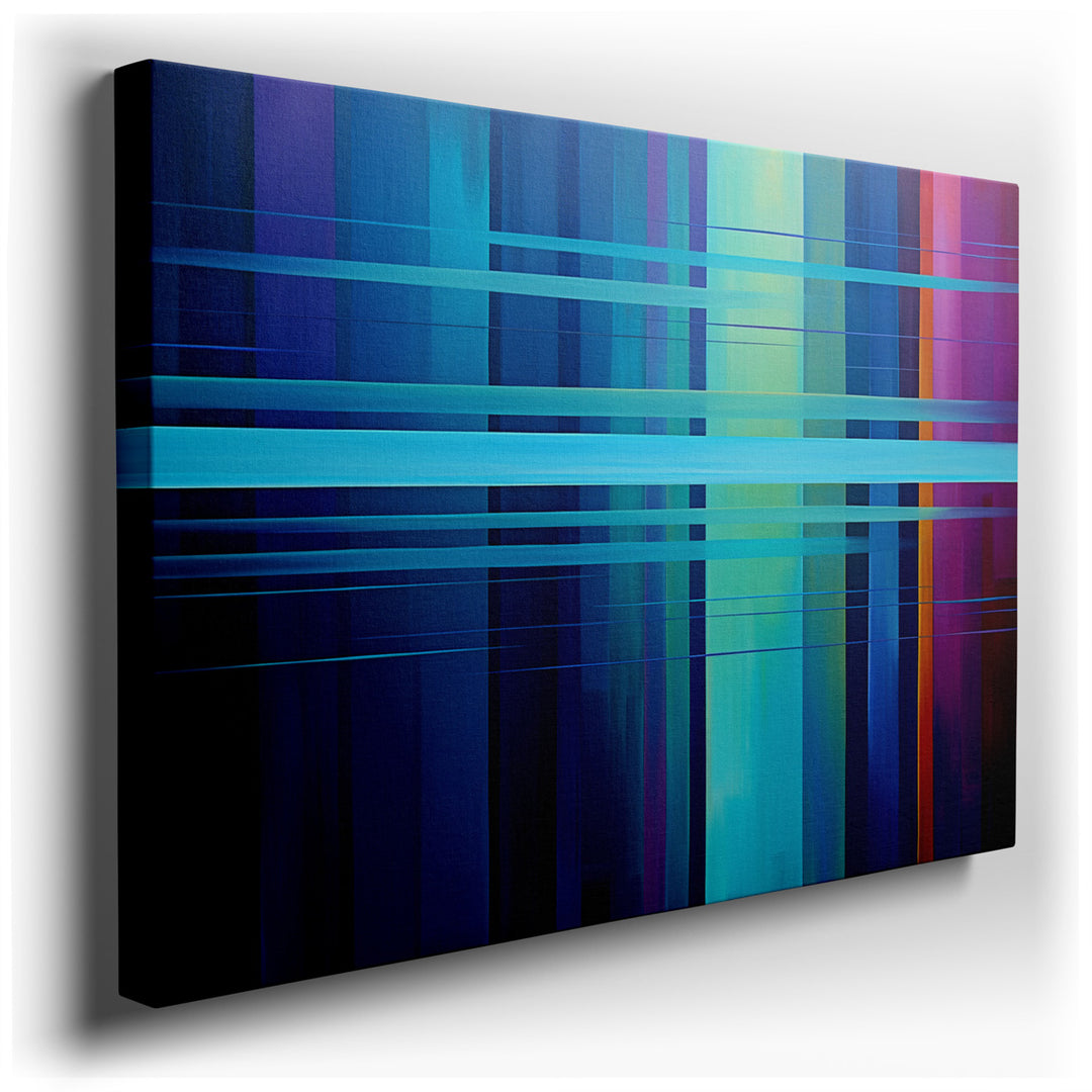 canvas print on wrapped canvas for wall decor – This wall art is a captivating abstract composition that masterfully utilizes vertical shades to create a profound sense...