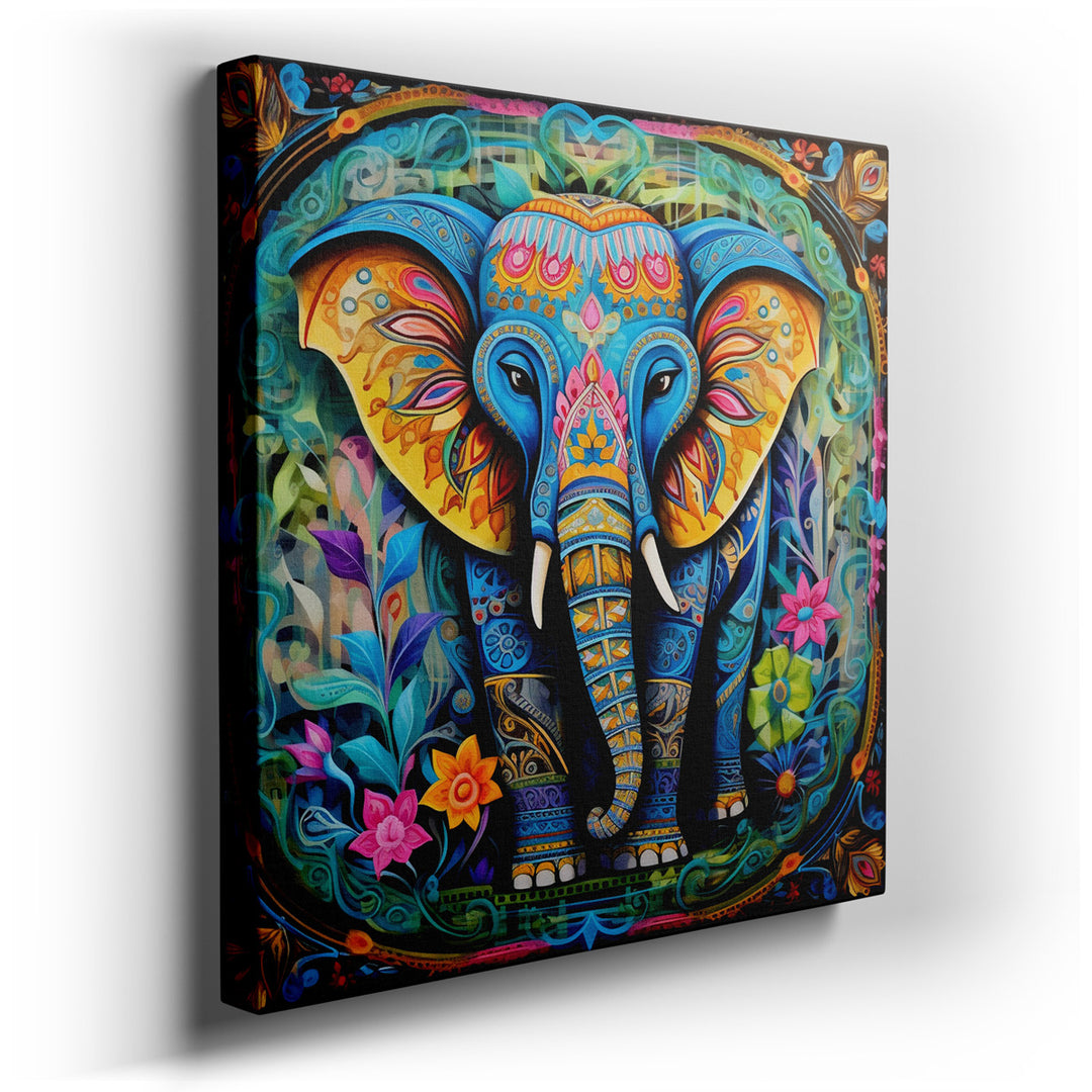 canvas print on wrapped canvas for wall decor – This exquisite wall art portrays an elephant, a creature often revered for its wisdom and strength, in a celebration of...
