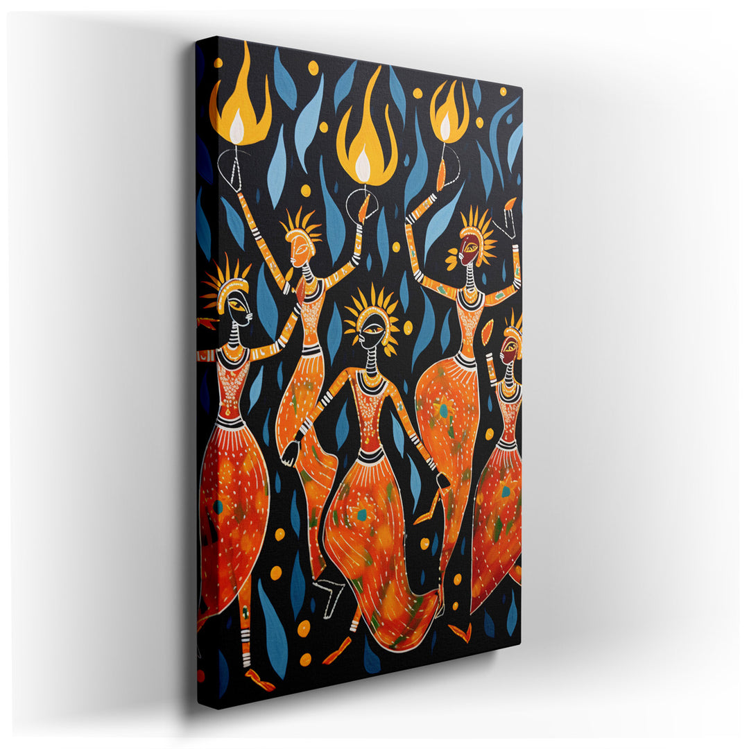 canvas print on wrapped canvas for wall decor – This captivating wall art, a vibrant tableau of joy and community, is an exquisite representation of cultural celebratio...