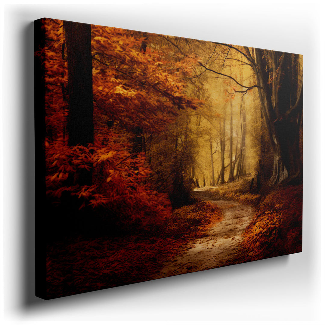 canvas print on wrapped canvas for wall decor – This wall art captures the essence of autumn in a way that is both enchanting and profoundly peaceful. It depicts a wind...