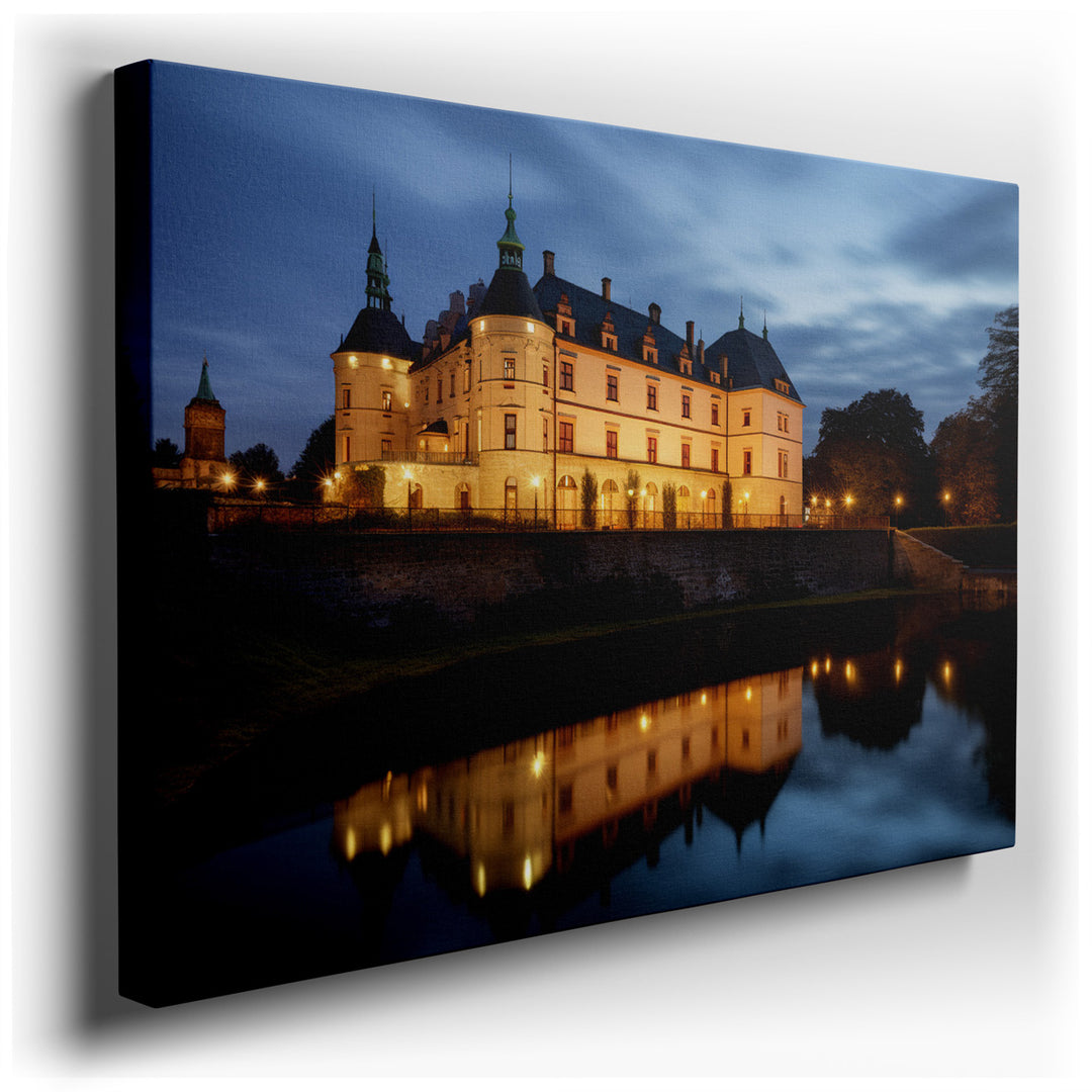 canvas print on wrapped canvas for wall decor – Imagine a wall art that captures the essence of a mystical evening, where the last rays of the sun kiss the horizon, cas...