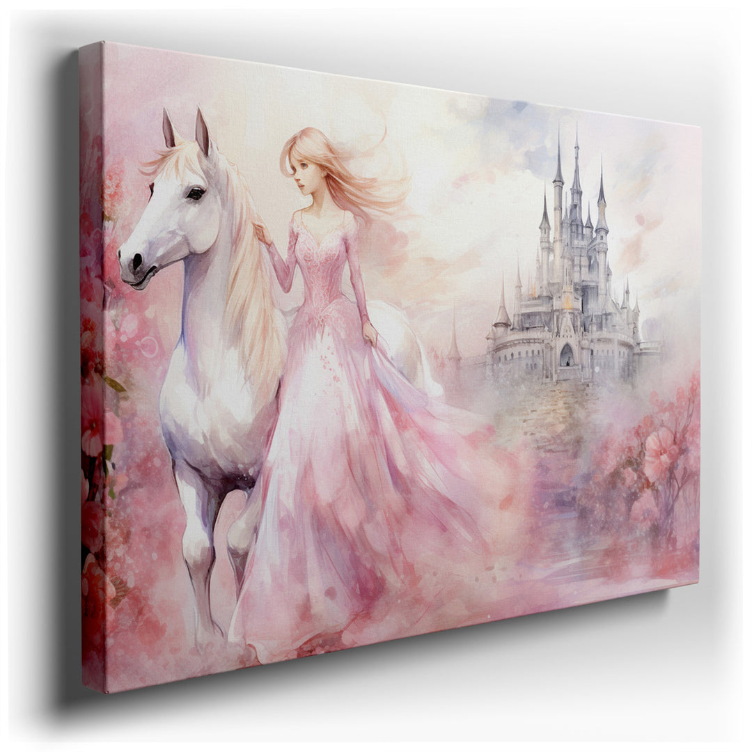 canvas print on wrapped canvas for wall decor – This exquisite wall art captures a scene that seems to be plucked from the pages of a fairy tale, creating an atmosphere...