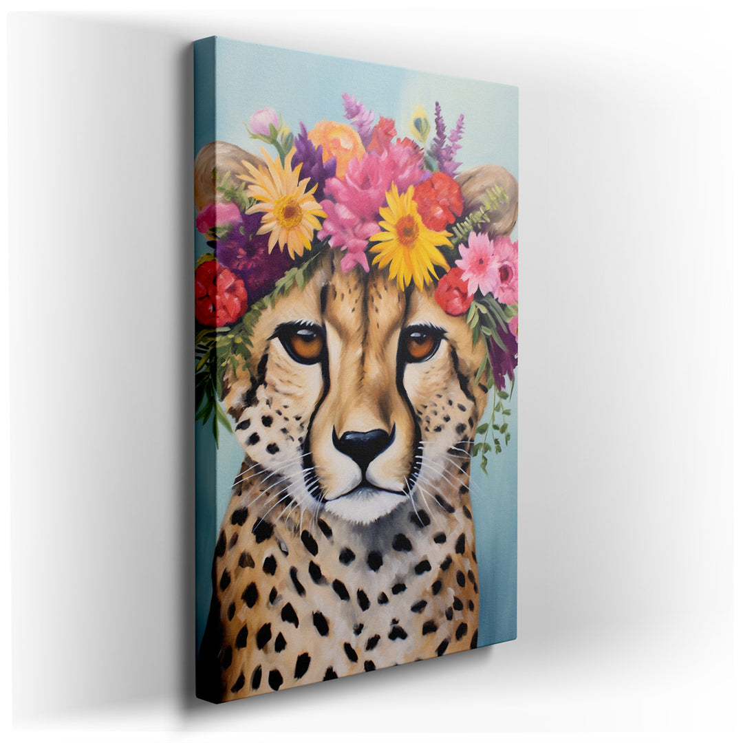 canvas print on wrapped canvas for wall decor – Imagine a wall art that captures the essence of both the wild and the whimsical, where the majestic beauty of a cheetah...