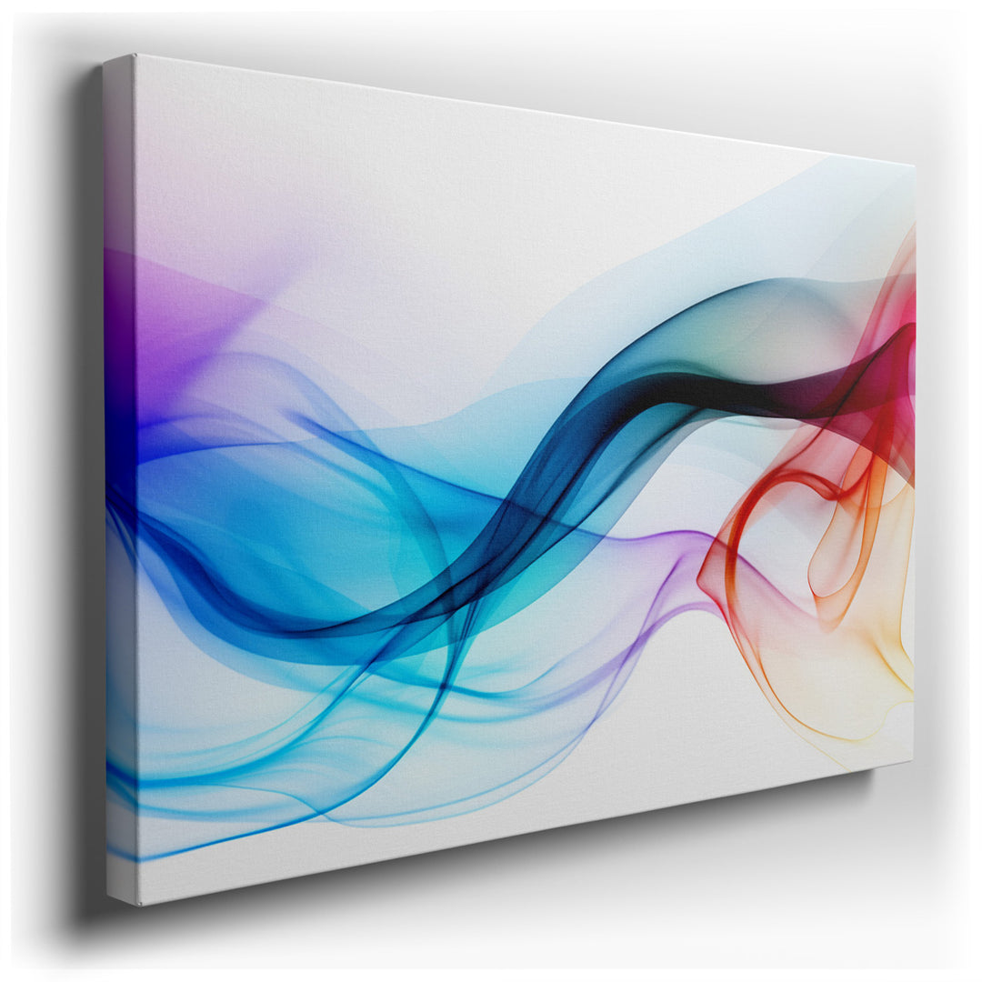canvas print on wrapped canvas for wall decor – This captivating wall art is a mesmerizing composition of colorful flowing smoke waves, masterfully rendered to evoke a...