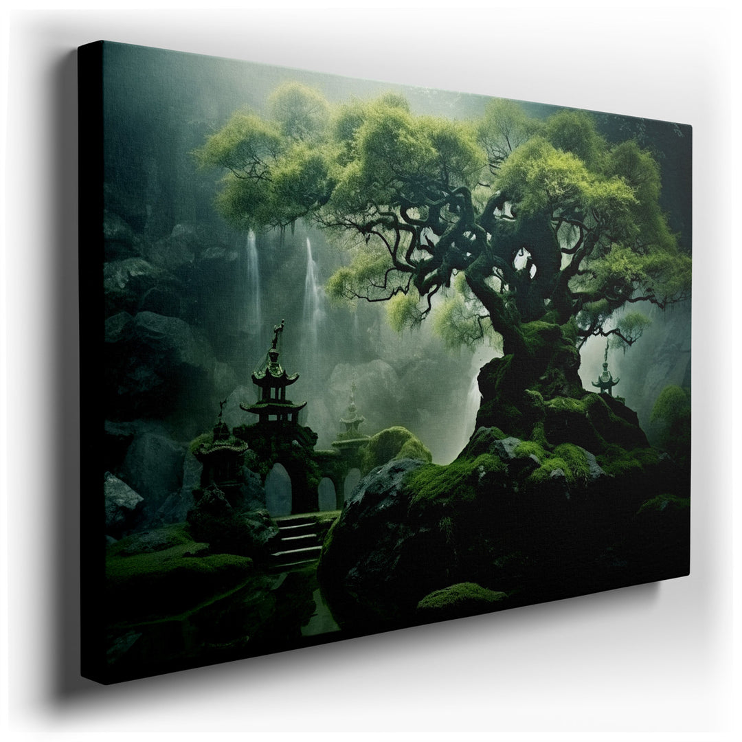 canvas print on wrapped canvas for wall decor – Imagine a wall art that captures the essence of a serene, mystical landscape, where nature's ageless beauty is portrayed...