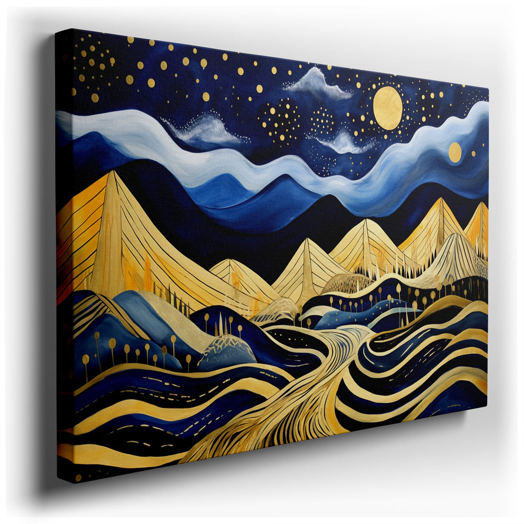 canvas print on wrapped canvas for wall decor – This wall art, a captivating blend of abstraction and emotion, presents a landscape transformed into an ethereal realm w...