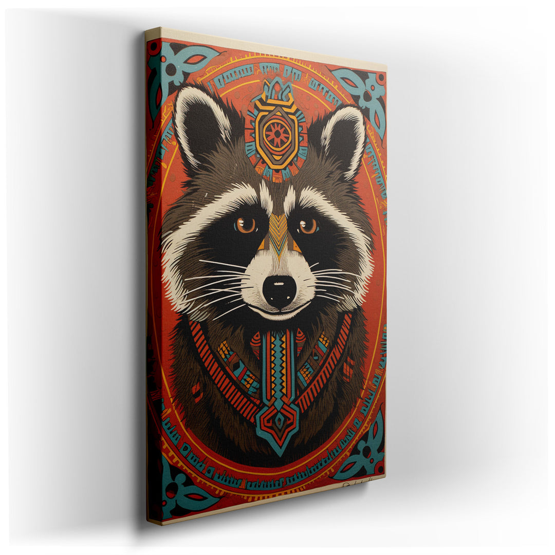 canvas print on wrapped canvas for wall decor – This wall art, a mesmerizing portrait of a raccoon, exudes a unique blend of natural charm and artistic flair that captu...