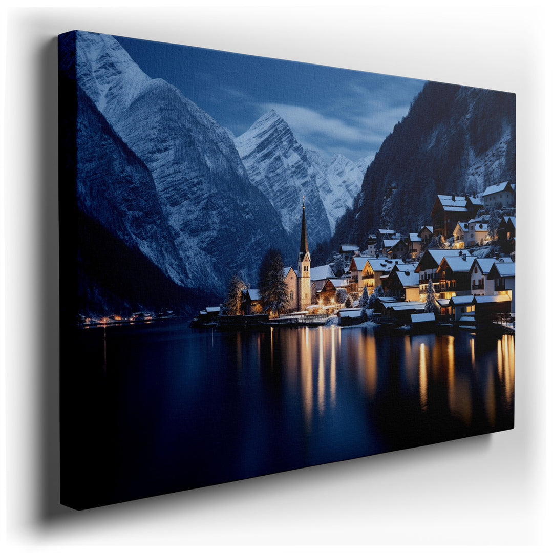 canvas print on wrapped canvas for wall decor – Imagine a wall art that captures the serene beauty of a winter village at dusk, a scene so vivid and enchanting that it...