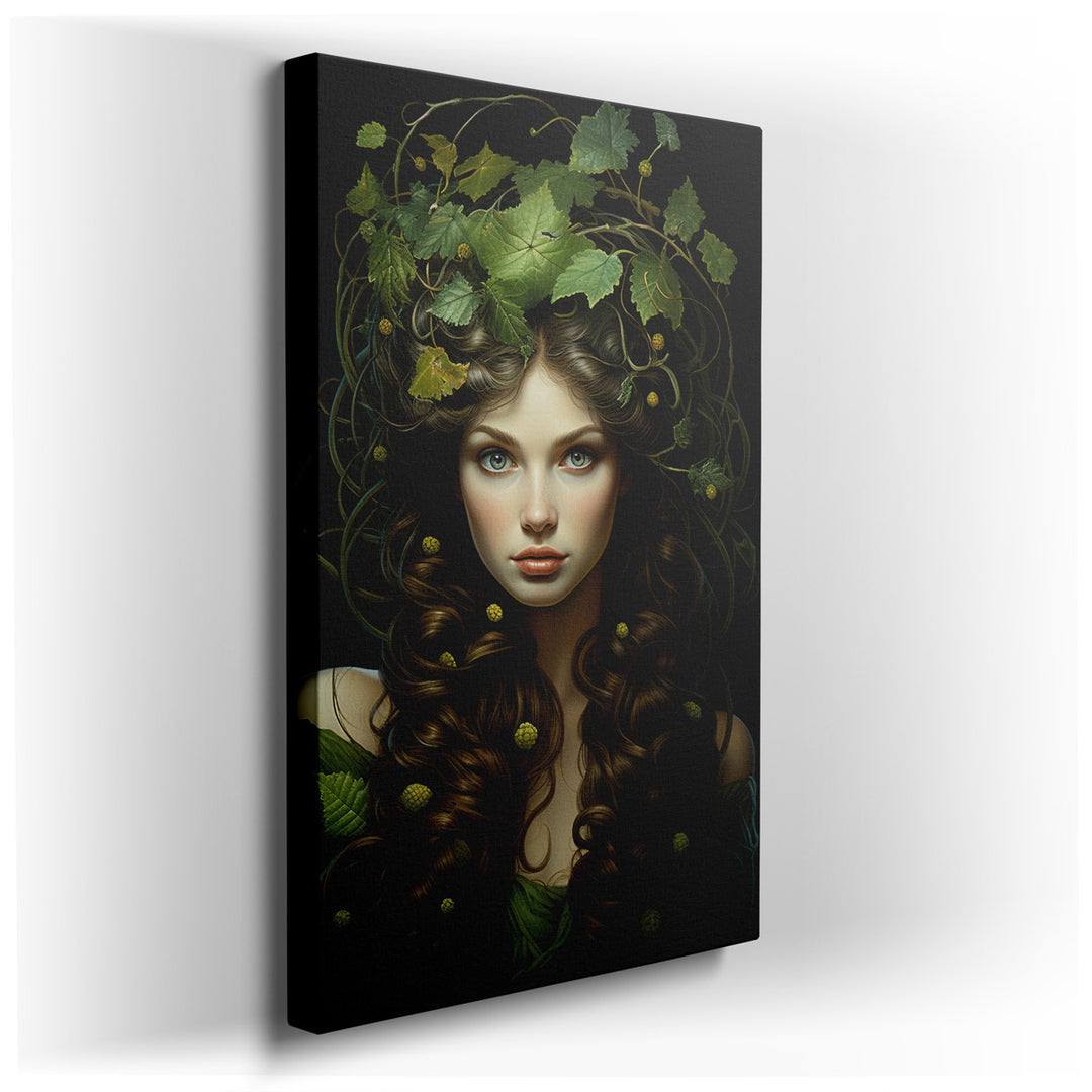 canvas print on wrapped canvas for wall decor – This enchanting wall art captures the essence of a harmonious blend between humanity and the natural world, depicted thr...