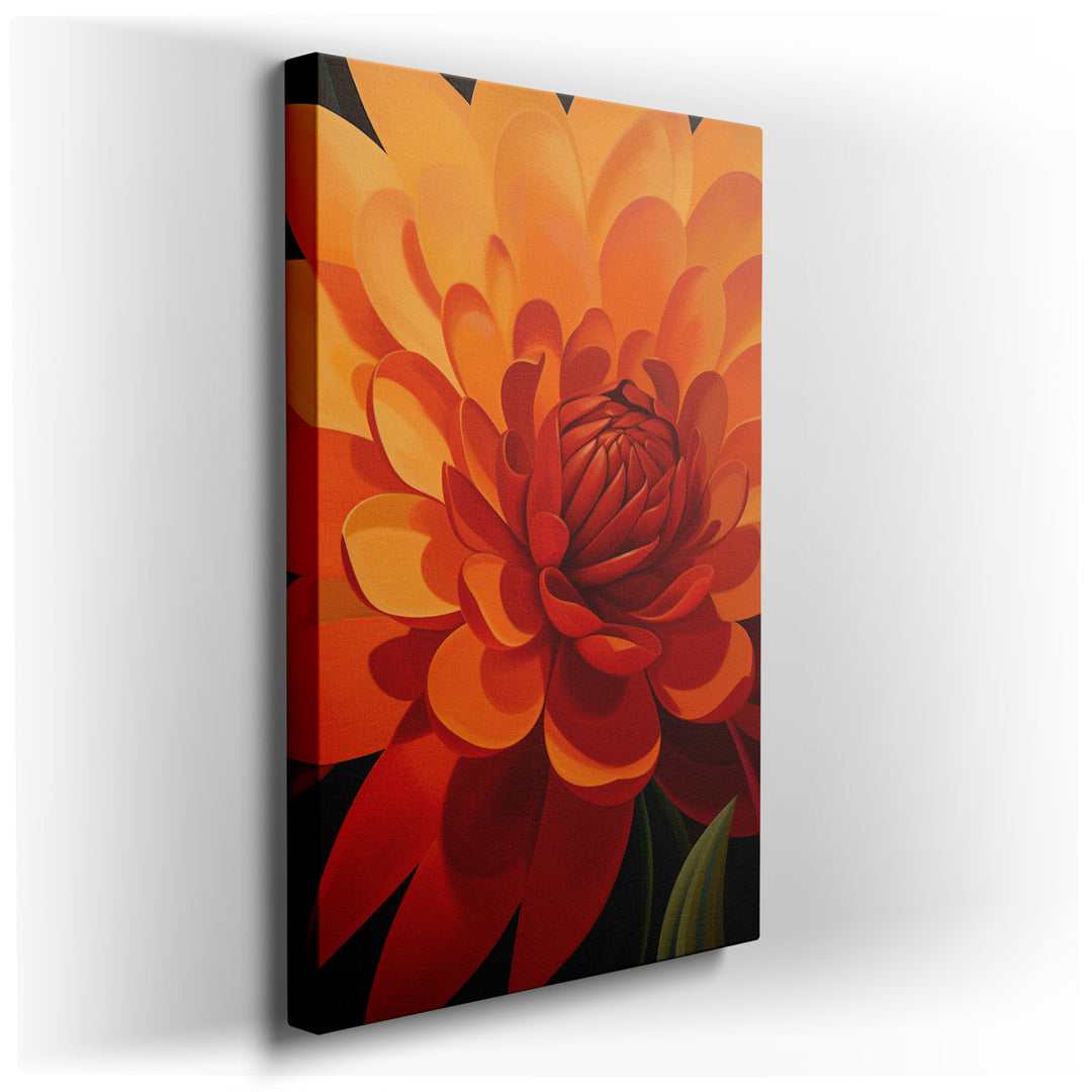 canvas print on wrapped canvas for wall decor – This exquisite wall art, a masterful depiction of an orange flower, is a celebration of nature's effortless beauty and i...