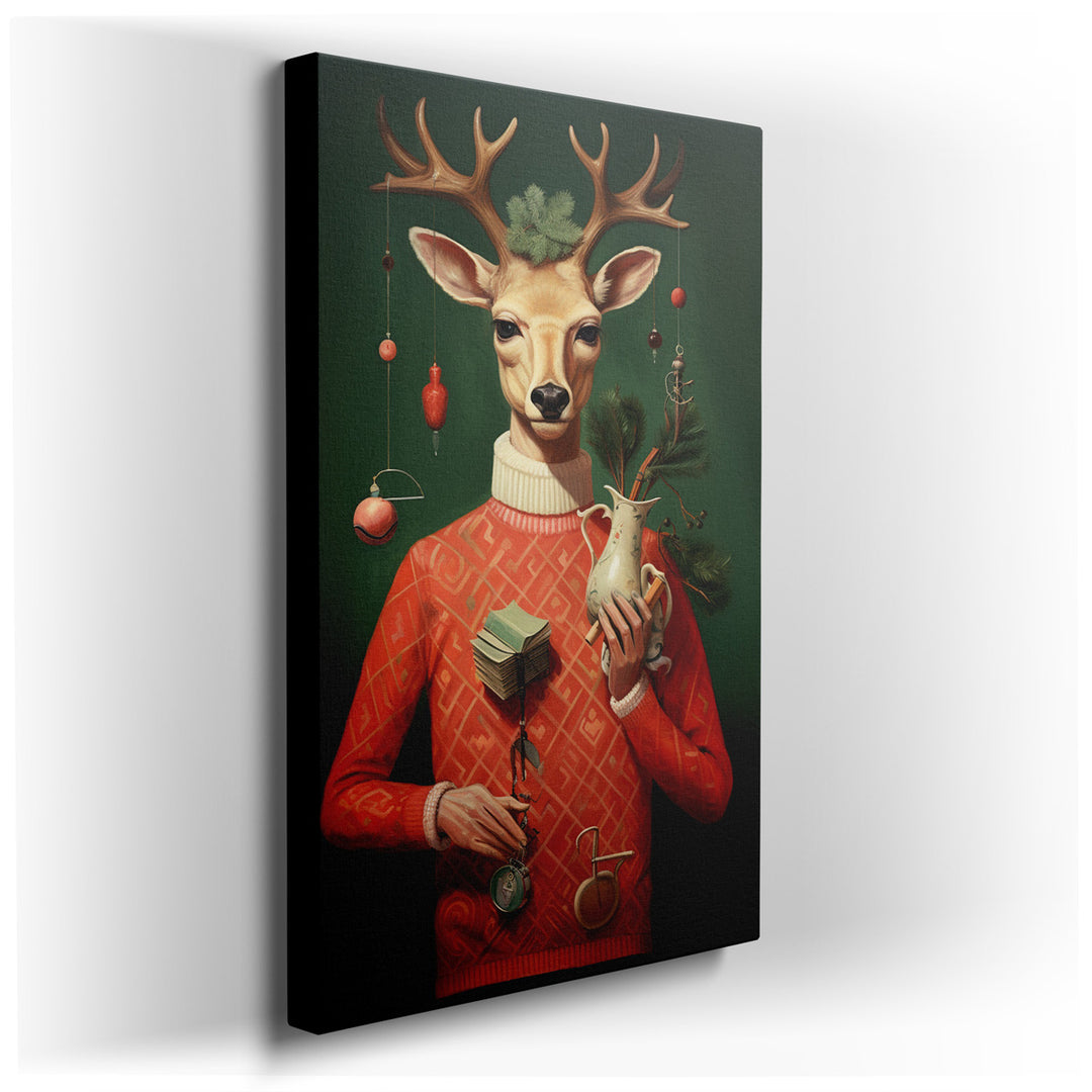 canvas print on wrapped canvas for wall decor – Imagine a wall art that captures the essence of the holiday spirit with a unique and charming twist. This artwork featur...