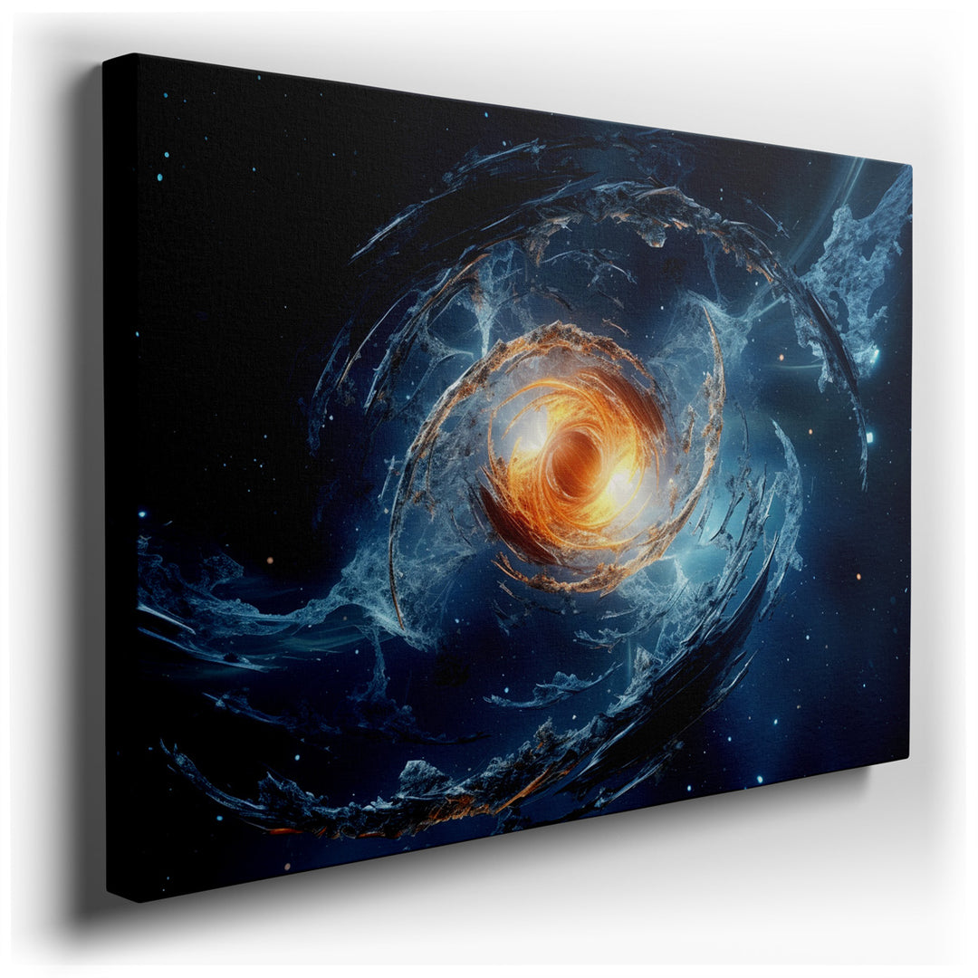 canvas print on wrapped canvas for wall decor – This wall art is an enthralling abstract representation of a cosmic vortex, capturing the boundless beauty and enigmatic...