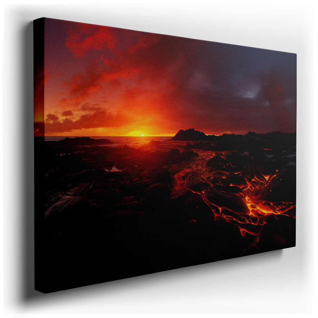 canvas print on wrapped canvas for wall decor – This wall art is a breathtaking portrayal of nature's raw power and beauty, encapsulating a moment where the earth's fie...