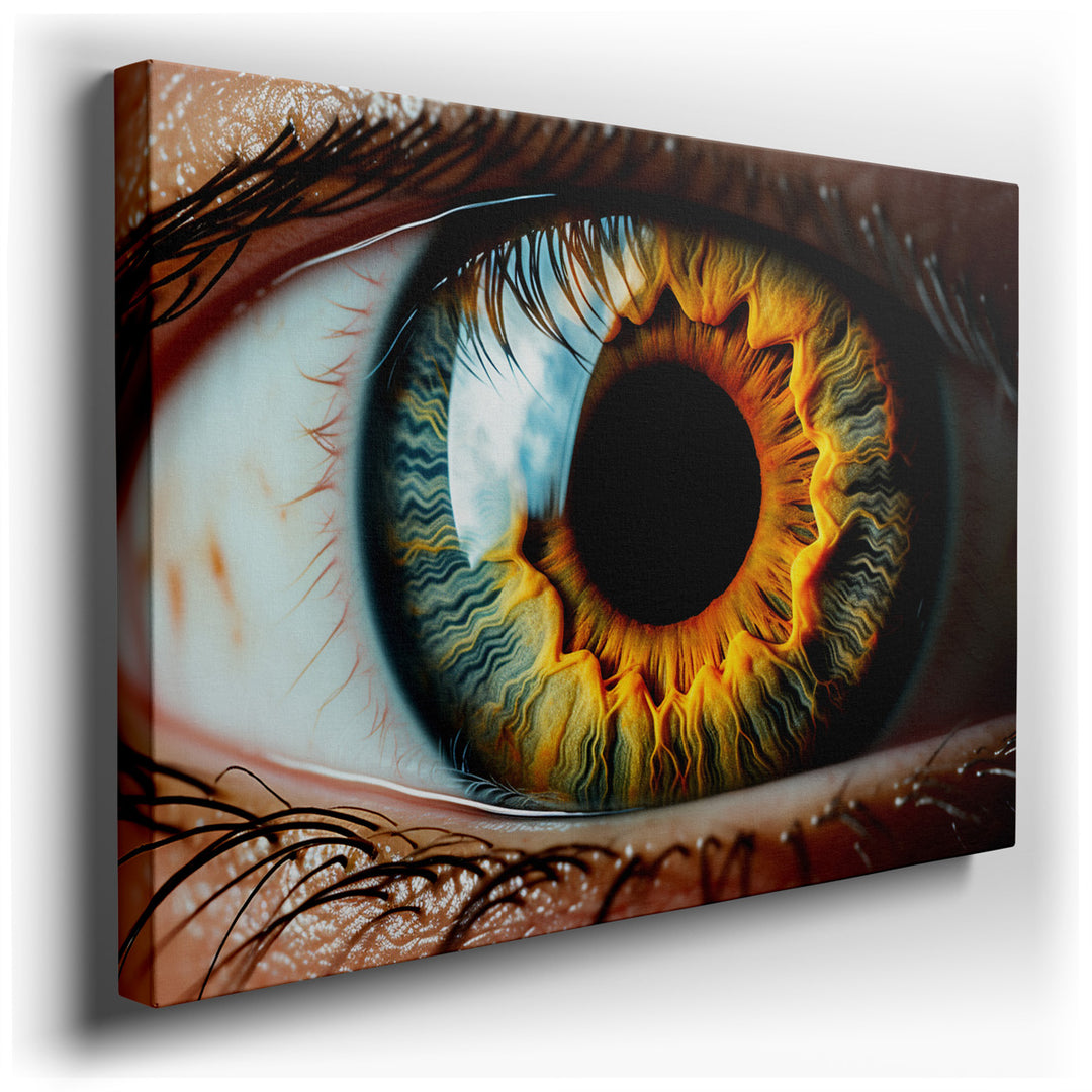 canvas print on wrapped canvas for wall decor – This captivating wall art offers a profound exploration of the human condition through the lens of a single, mesmerizing...