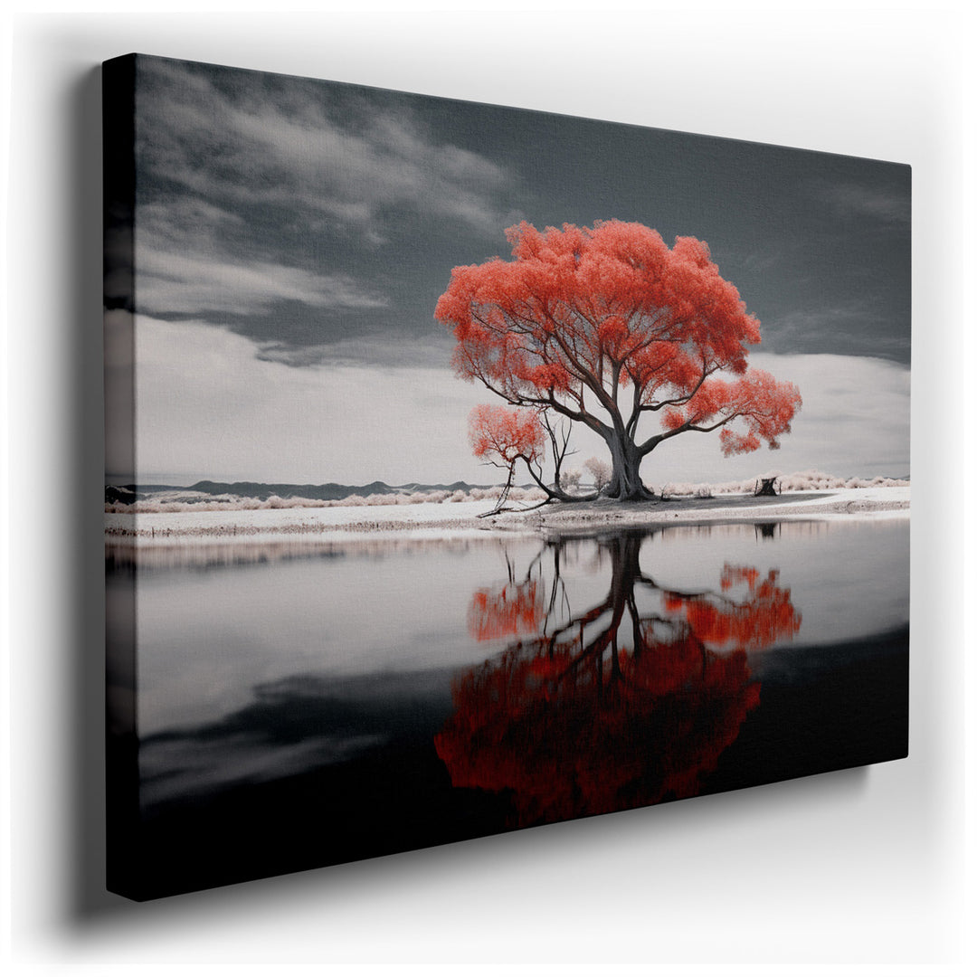 canvas print on wrapped canvas for wall decor – This wall art, a mesmerizing composition of nature's surreal beauty, captures a scene that is both vibrant and serene, m...