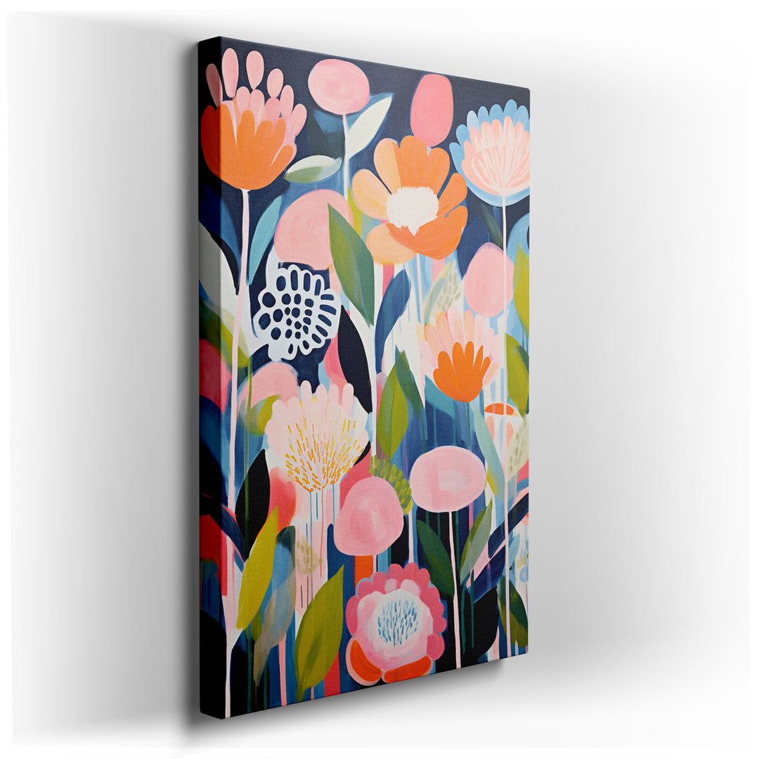 canvas print on wrapped canvas for wall decor – This exquisite wall art captures the essence of a vibrant, flourishing garden, masterfully portrayed through a lively ar...
