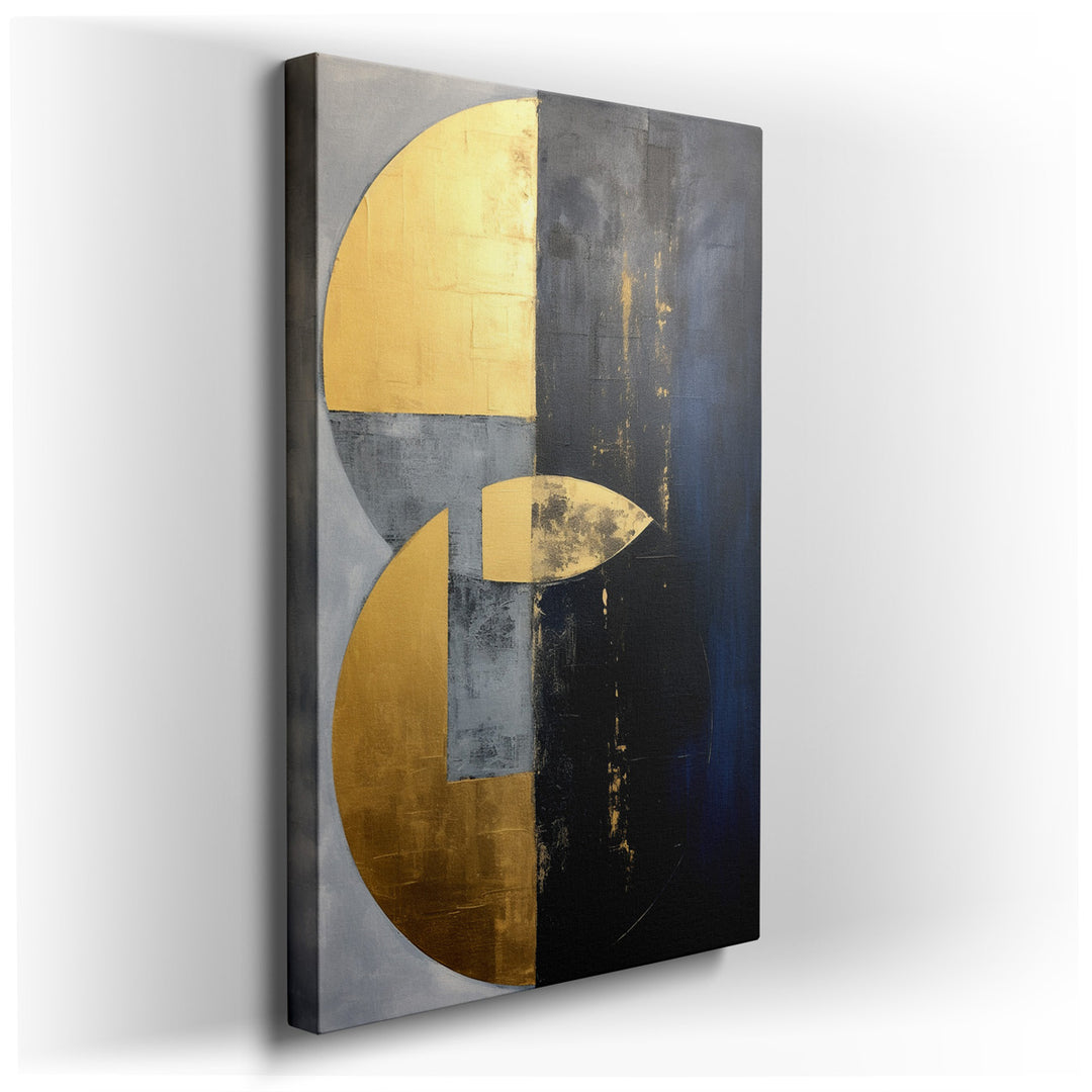 canvas print on wrapped canvas for wall decor – This captivating wall art is a masterful representation of geometric abstraction, where bold circular forms dominate the...