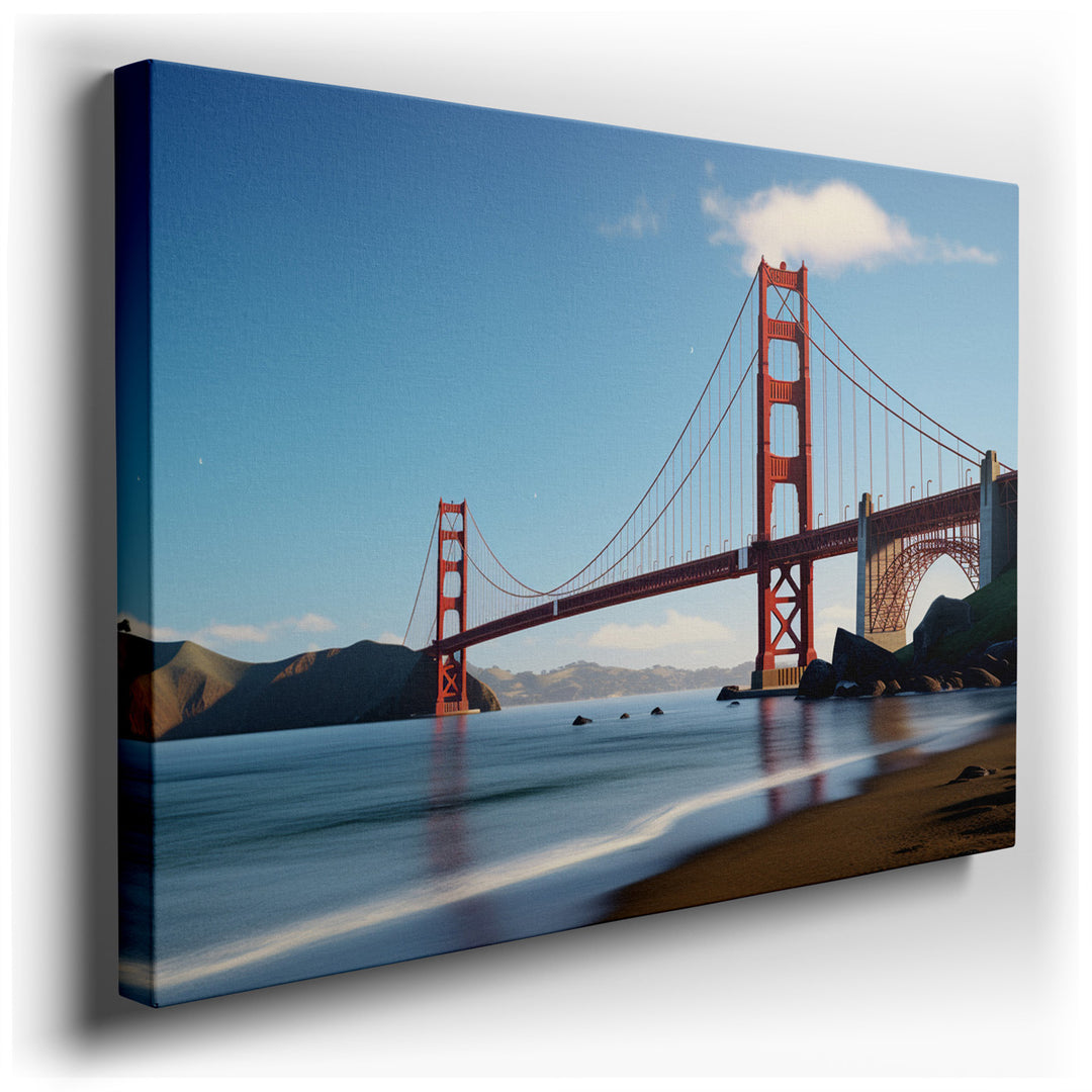 canvas print on wrapped canvas for wall decor – This exquisite wall art captures the iconic Golden Gate Bridge in all its glory, a testament to both human ingenuity and...