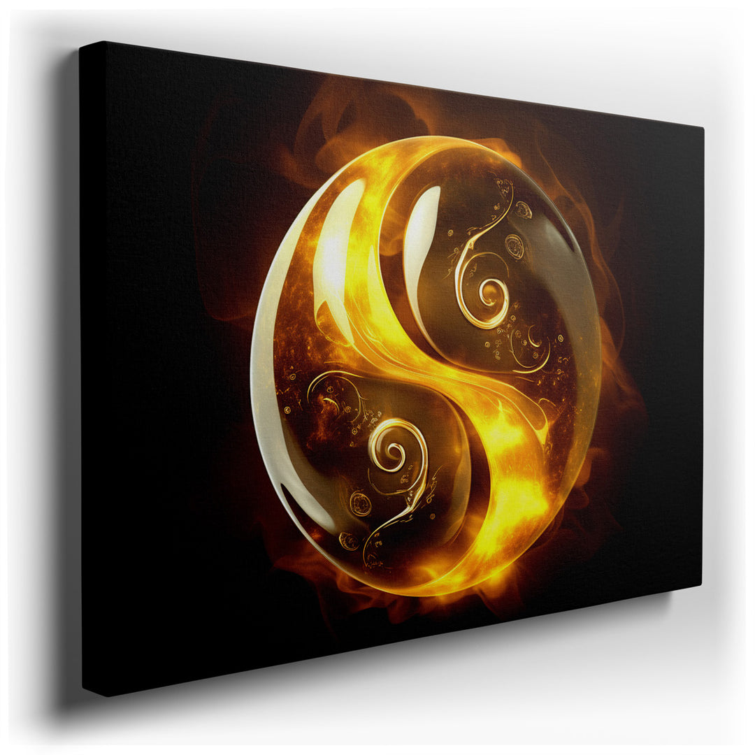 canvas print on wrapped canvas for wall decor – This wall art, an exquisite golden orb featuring intricate spirals, is a masterpiece of abstract art that captivates and...