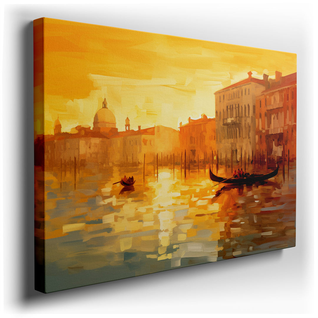 canvas print on wrapped canvas for wall decor – This wall art, a mesmerizing abstract representation, masterfully captures the essence of a golden reflection shimmering...
