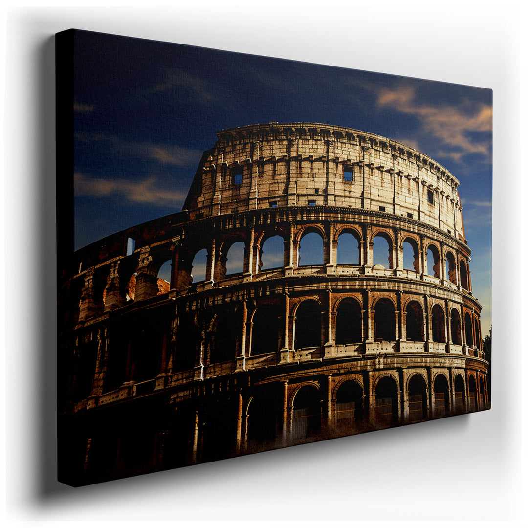 canvas print on wrapped canvas for wall decor – Imagine a wall art that captures the grandeur and historical significance of the Colosseum in Rome, an architectural mar...