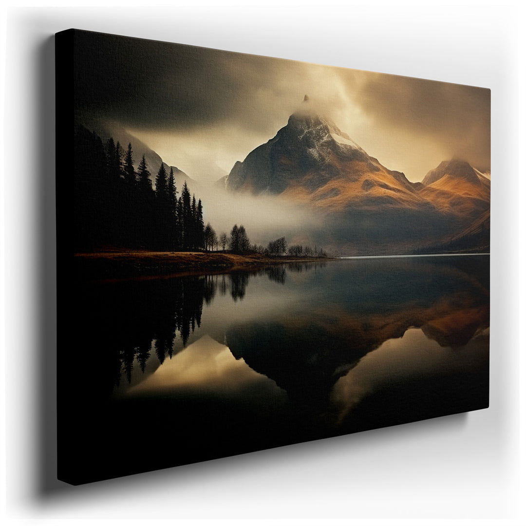 canvas print on wrapped canvas for wall decor – This exquisite wall art portrays a serene and majestic landscape that is both captivating and calming. At the heart of t...