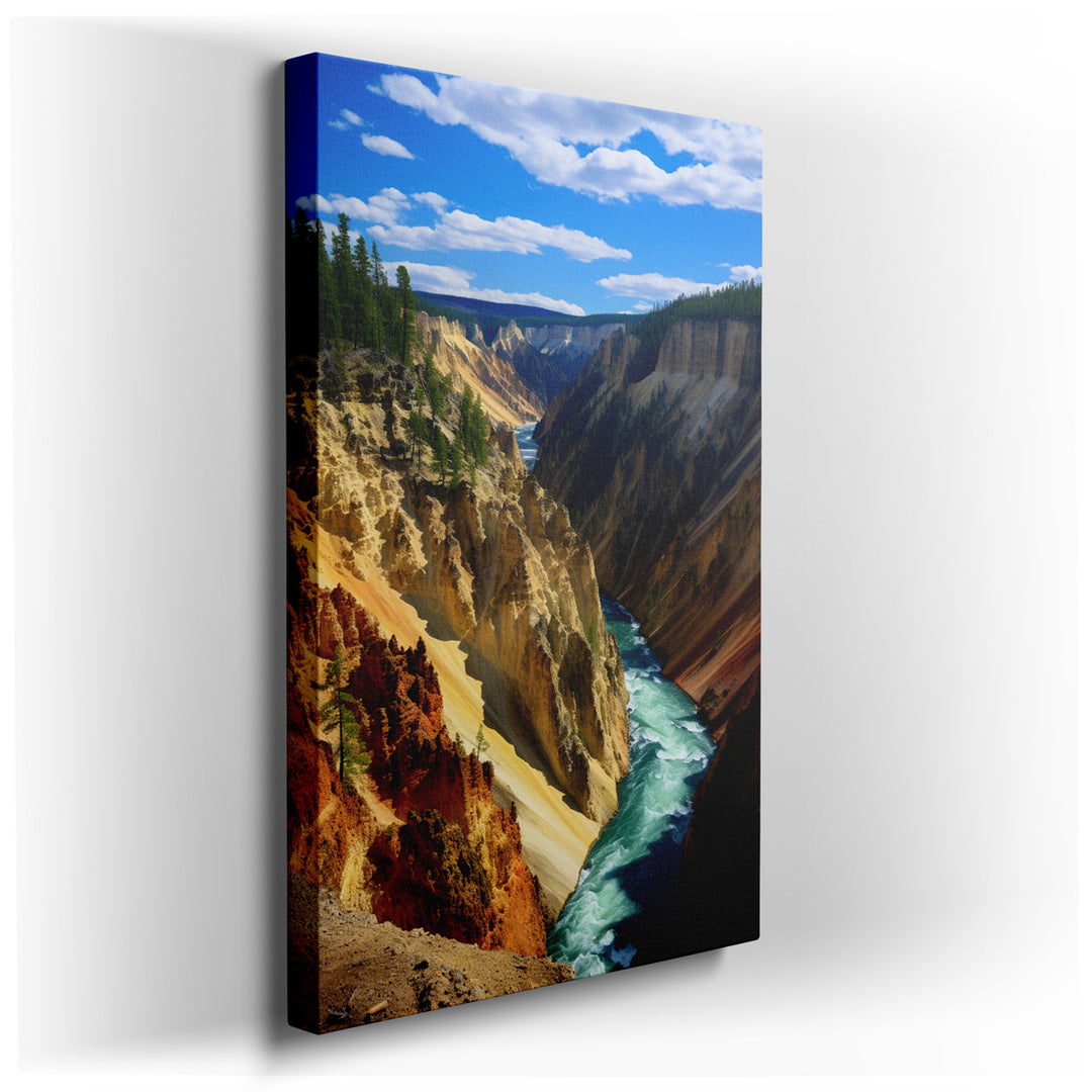 canvas print on wrapped canvas for wall decor – This wall art captures a breathtaking view of a majestic canyon, where the grandeur of nature is displayed in full splen...