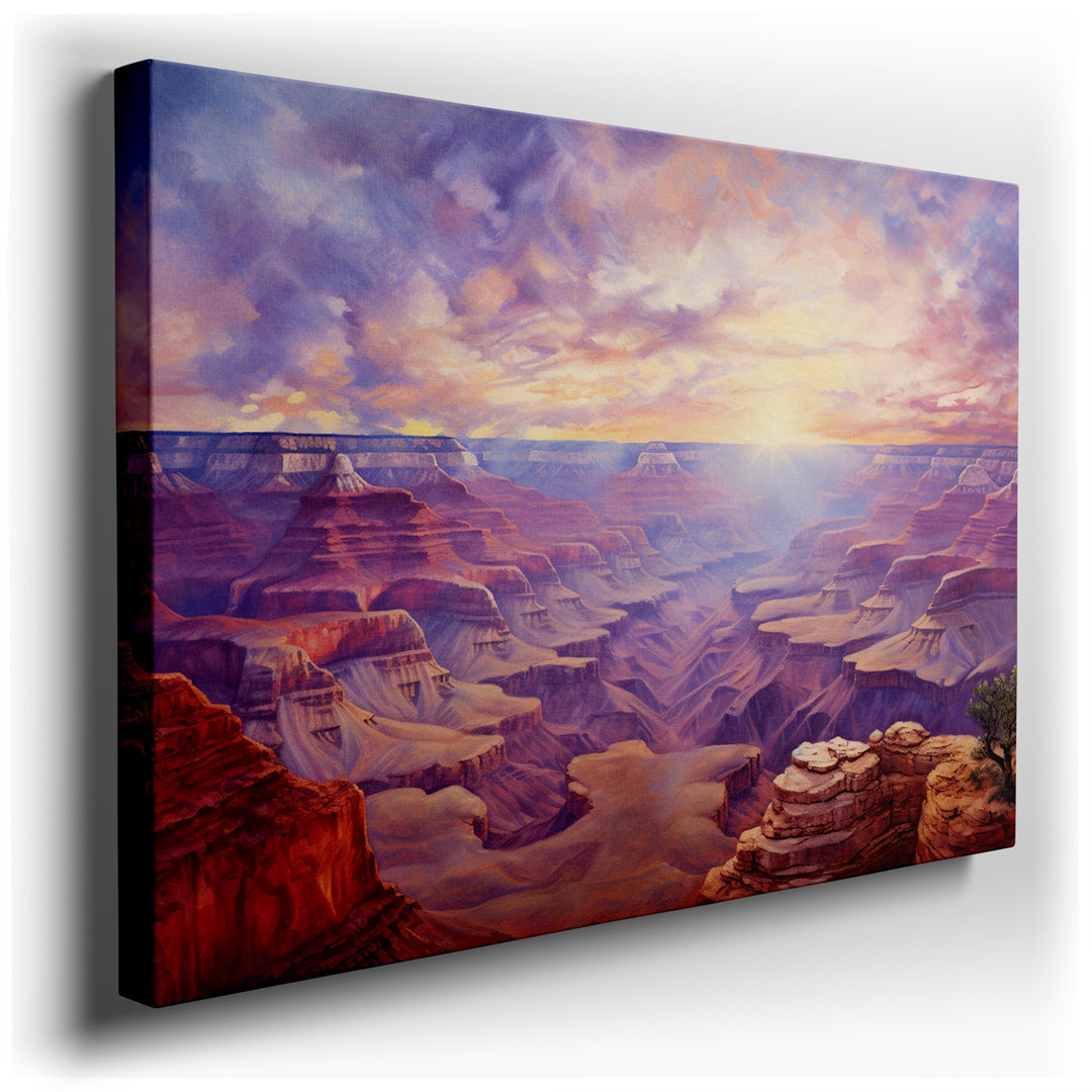 canvas print on wrapped canvas for wall decor – This exquisite wall art offers a mesmerizing depiction of the Grand Canyon, one of the natural wonders of the world, cel...