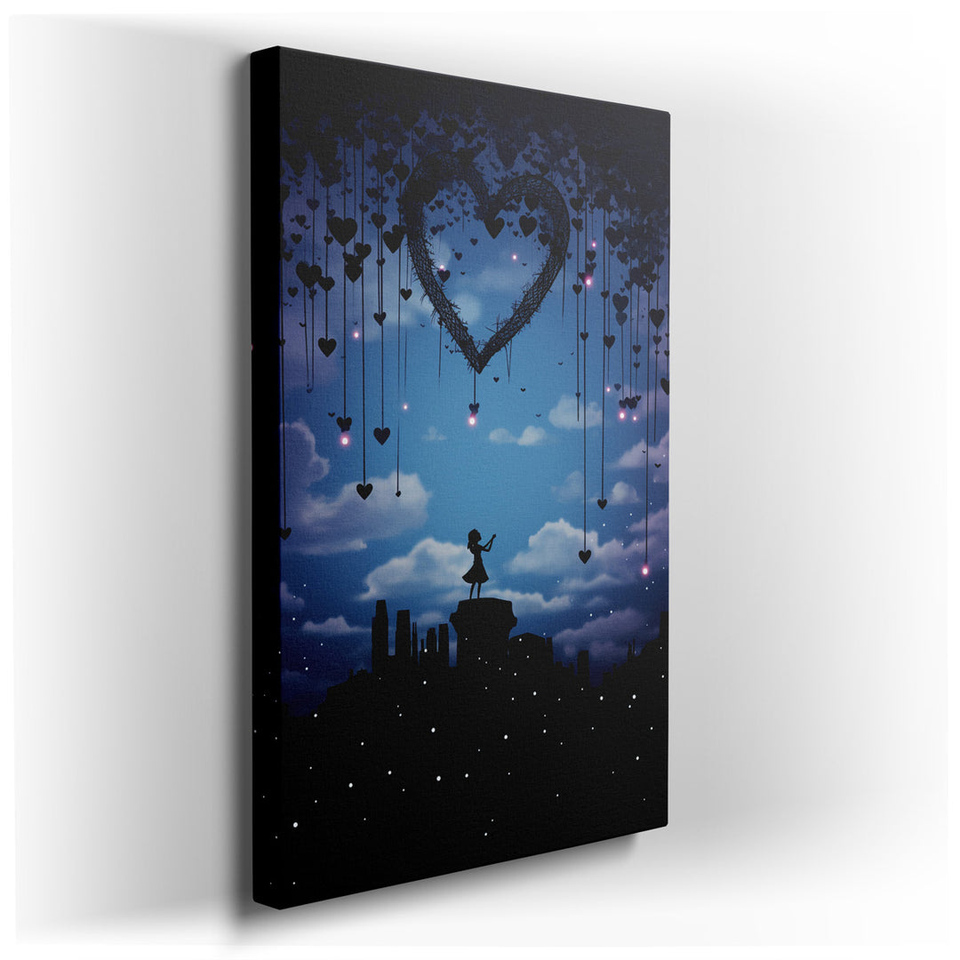 canvas print on wrapped canvas for wall decor – This captivating wall art presents a mesmerizing scene that is both evocative and deeply enchanting. At the heart of the...