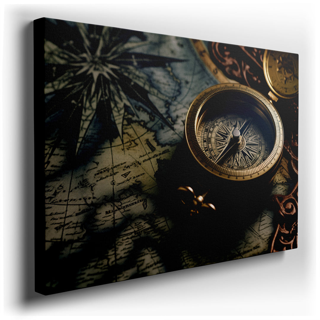 canvas print on wrapped canvas for wall decor – The wall art captures a moment frozen in time, a snapshot of historical exploration and the romantic allure of adventure...