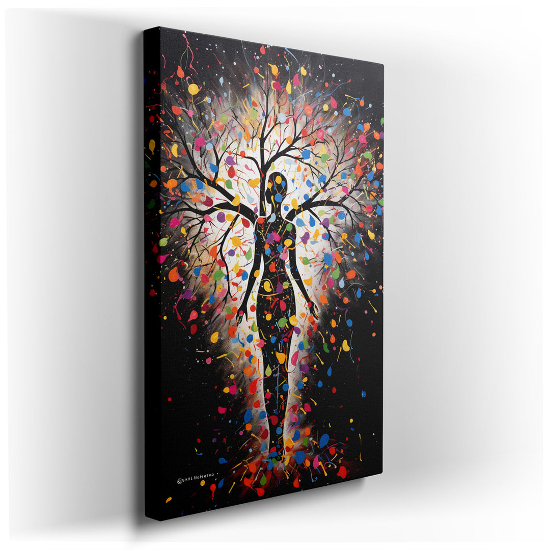canvas print on wrapped canvas for wall decor – This wall art, a mesmerizing fusion of human form and natural splendor, captures the essence of the profound bond betwee...