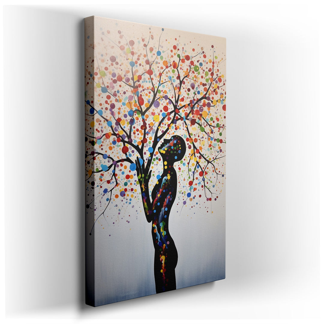 canvas print on wrapped canvas for wall decor – This enchanting wall art captures the essence of life and the profound connection between humanity and nature through a...