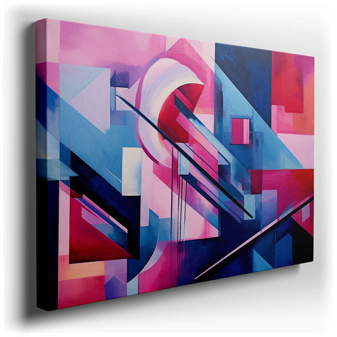 canvas print on wrapped canvas for wall decor – This wall art is a captivating exploration of form and color, masterfully composed of bold geometric shapes that command...