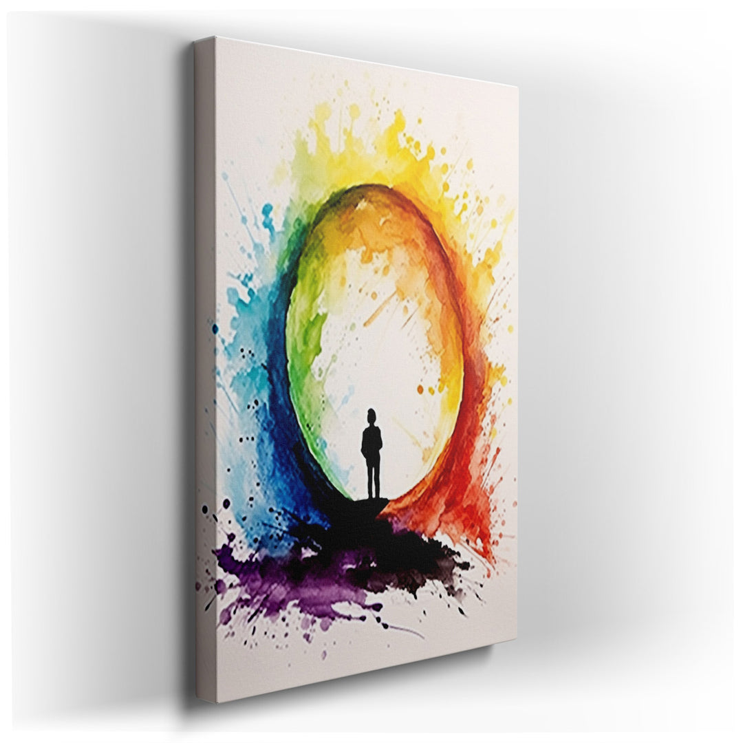 canvas print on wrapped canvas for wall decor – This enchanting wall art captures the essence of youthful curiosity and the boundless realms of imagination. At the cent...