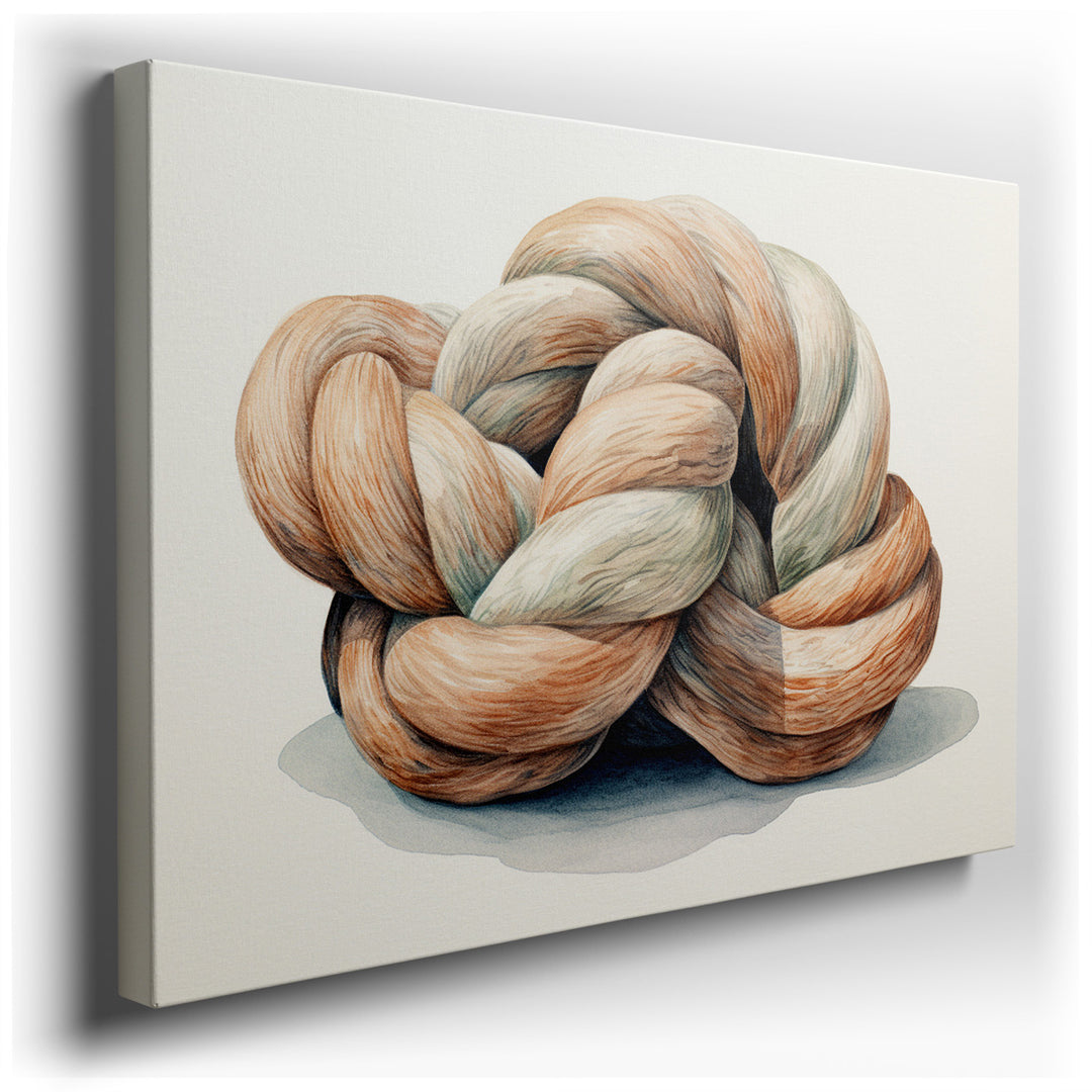 canvas print on wrapped canvas for wall decor – This wall art, a masterful depiction of a handwoven rope knot, is a testament to the artist's attention to detail and sk...