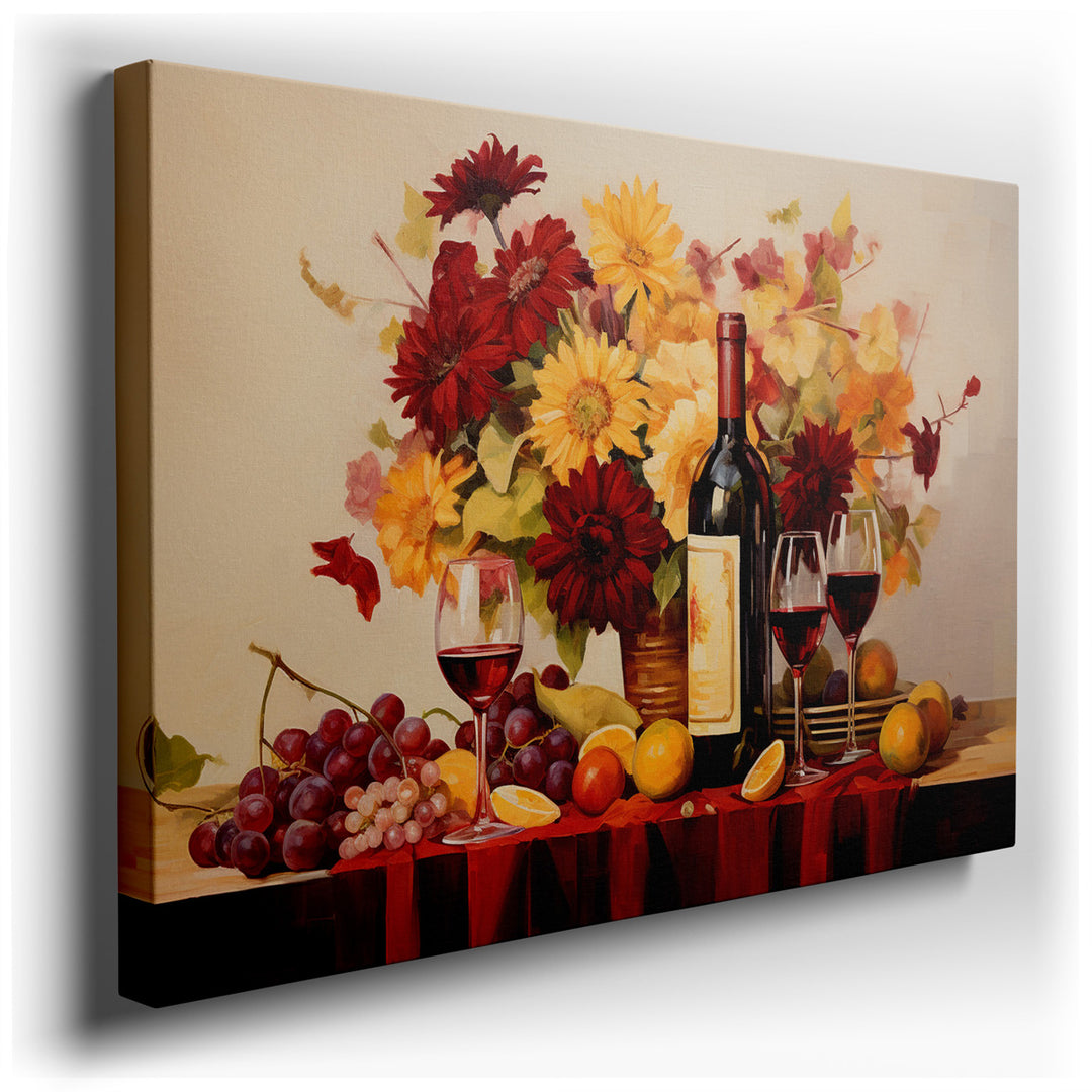 canvas print on wrapped canvas for wall decor – This exquisite wall art, a vibrant still life composition, is a masterful celebration of sensory pleasures that invites...