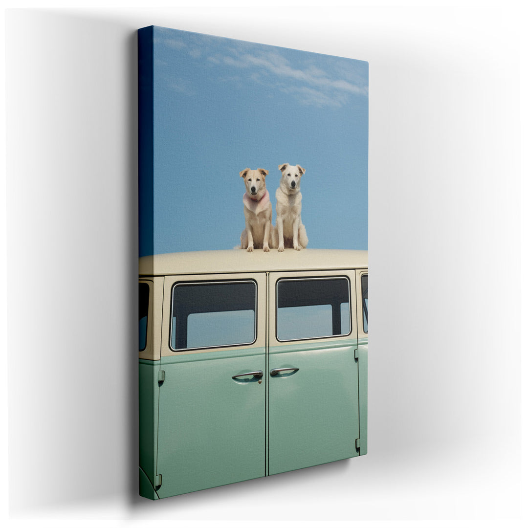 canvas print on wrapped canvas for wall decor – This enchanting wall art captures a heartwarming scene that is sure to bring a smile to any viewer's face. It features t...
