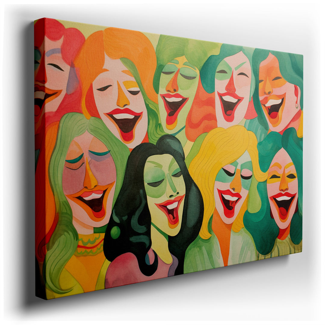 canvas print on wrapped canvas for wall decor – This wall art is a captivating celebration of joy and friendship, depicted through a lively and vibrant illustration of...