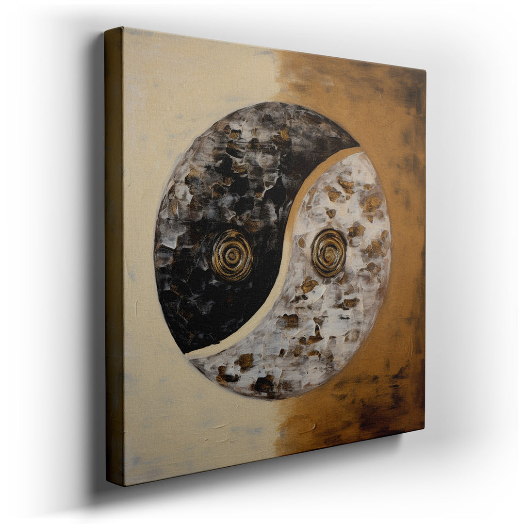 canvas print on wrapped canvas for wall decor – This wall art, an abstract interpretation of the yin and yang symbol, is a profound artistic exploration of balance and...