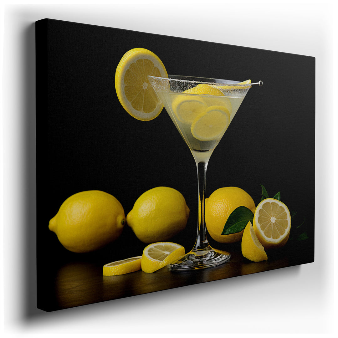 canvas print on wrapped canvas for wall decor – This wall art, a captivating portrayal of a lemon martini, is a masterpiece that exudes vibrancy and an inviting zest fo...