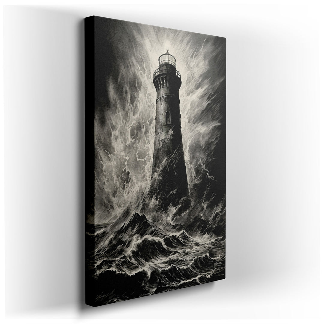 canvas print on wrapped canvas for wall decor – This evocative wall art, rendered in striking black and white, captures the raw, untamed power of nature in a mesmerizin...