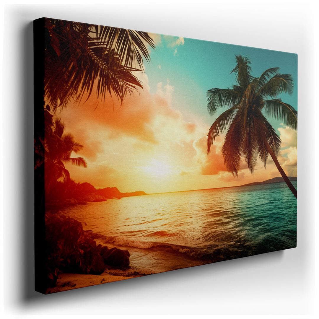 canvas print on wrapped canvas for wall decor – This wall art captures a breathtaking sunset scene that is both dramatic and serene, making it a perfect addition to any...