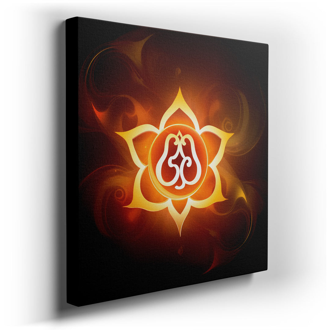 canvas print on wrapped canvas for wall decor – This wall art, a mesmerizing depiction of a radiant lotus flower, is an emblem of spiritual transformation and enlighten...