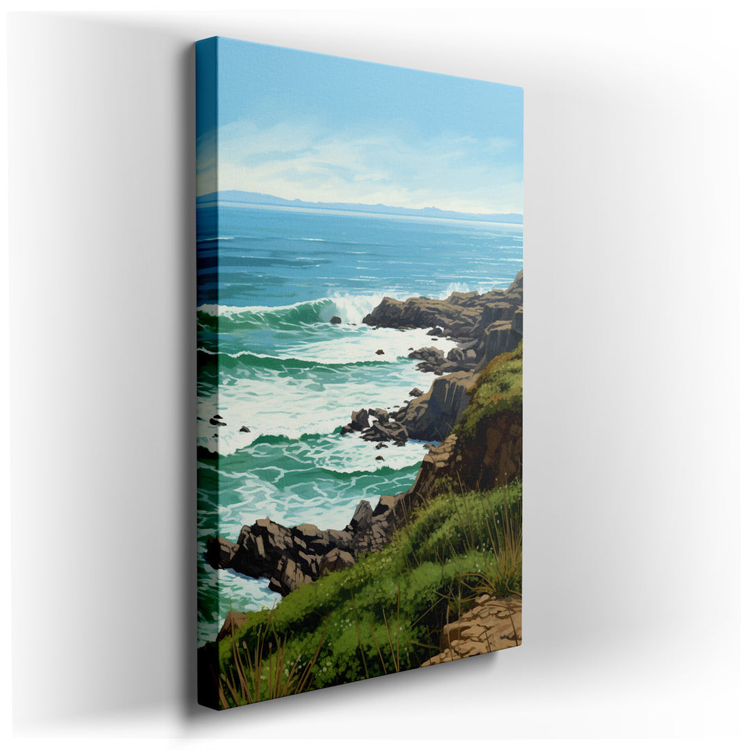 canvas print on wrapped canvas for wall decor – This exquisite wall art captures the serene beauty of a coastal landscape, where the lush greenery gracefully meets the...