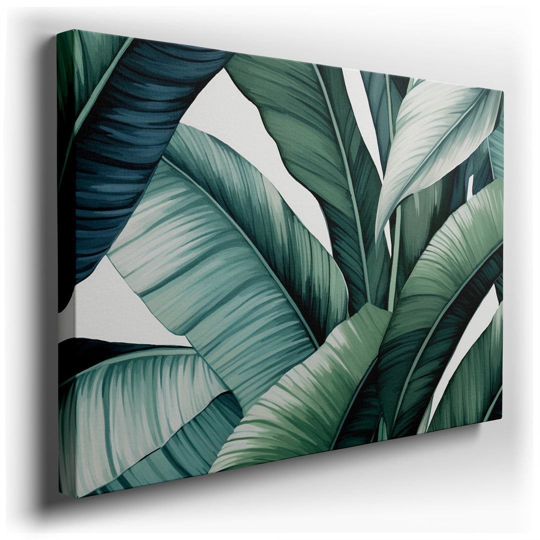 canvas print on wrapped canvas for wall decor – This exquisite wall art captures the lush essence of a tropical paradise, meticulously detailed to showcase a rich assor...