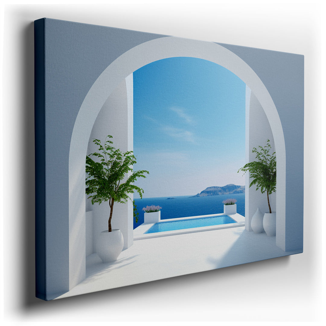 canvas print on wrapped canvas for wall decor – Imagine a wall art that captures the essence of a luxurious coastal retreat, where the boundaries between man-made wonde...