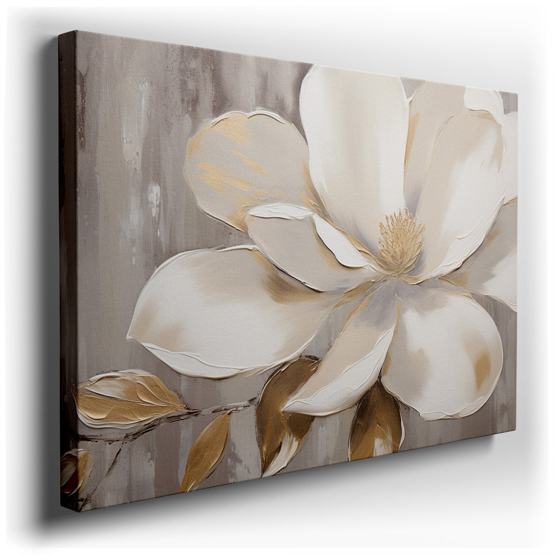 canvas print on wrapped canvas for wall decor – This wall art, a masterful depiction of a magnolia blossom, is an exquisite representation of natural beauty and eleganc...